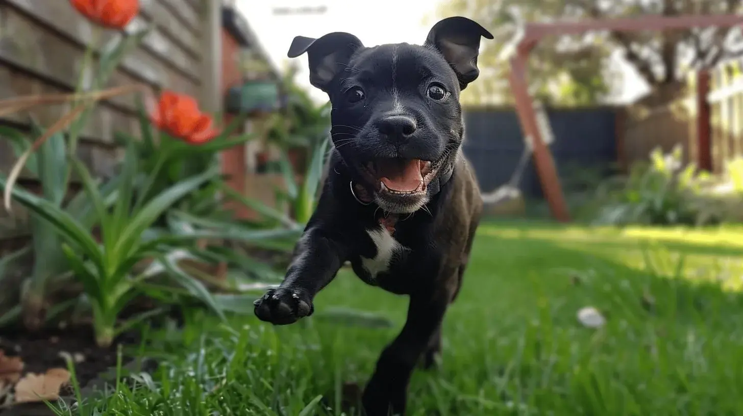 Staffordshire Bull Terrier valp Energisk og leken folgesvenn 1